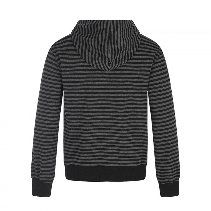 Unisex Striped Hooded Zip Jacket in Double-Breasted Look with Metal Buttons Mune Fashion