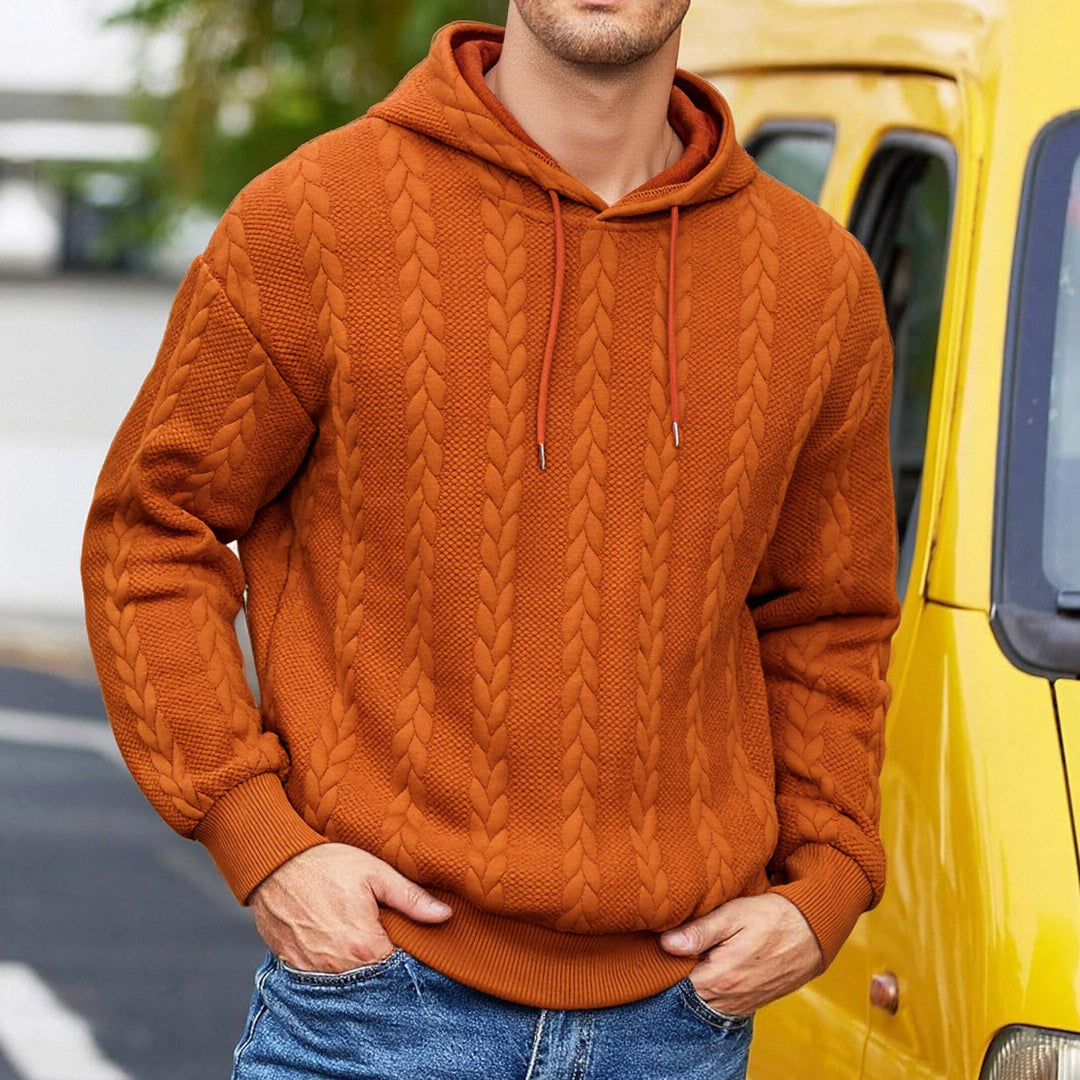 Men's hooded sweatshirt with raised braided relief and soft inner lining Mune Fashion