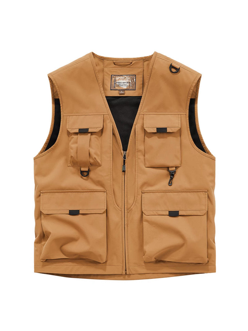 Men's Multifunctional Utility Vest with Multiple Pockets and Durable Zipper Mune Fashion