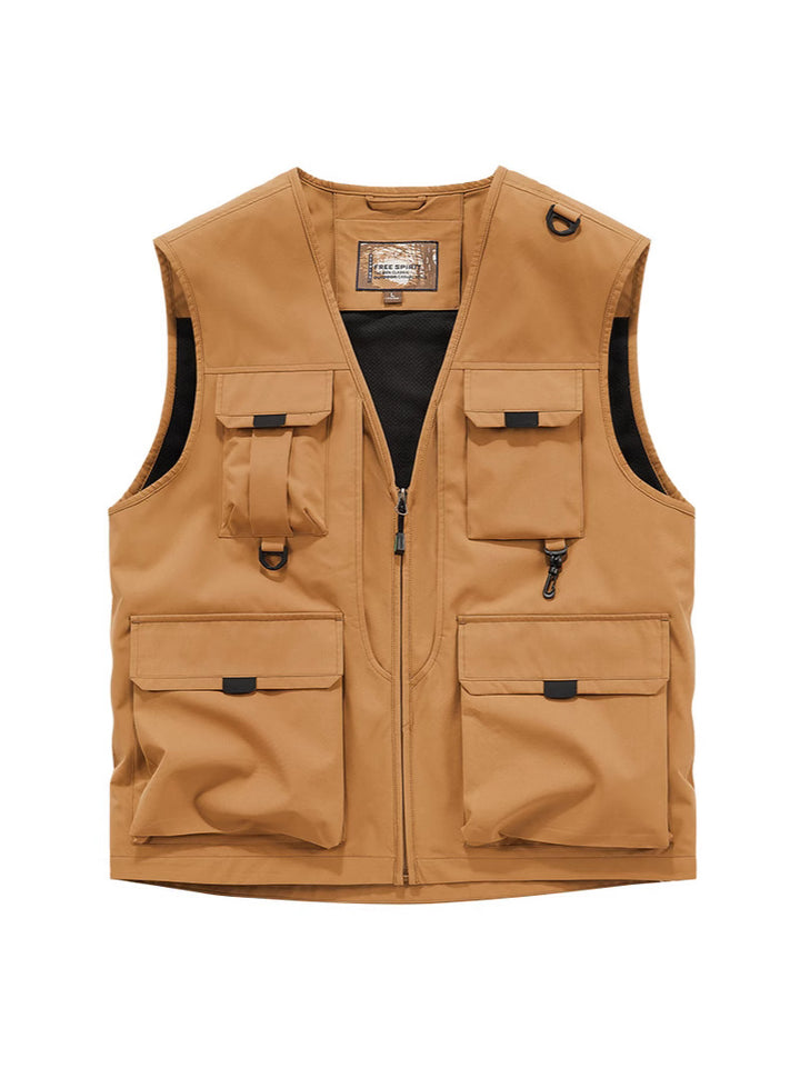 Men's Multifunctional Utility Vest with Multiple Pockets and Durable Zipper Mune Fashion
