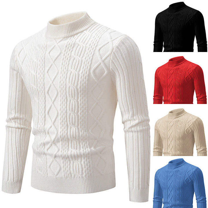 Men's ribbed cable knit turtleneck sweater Slim Fit Mune Fashion