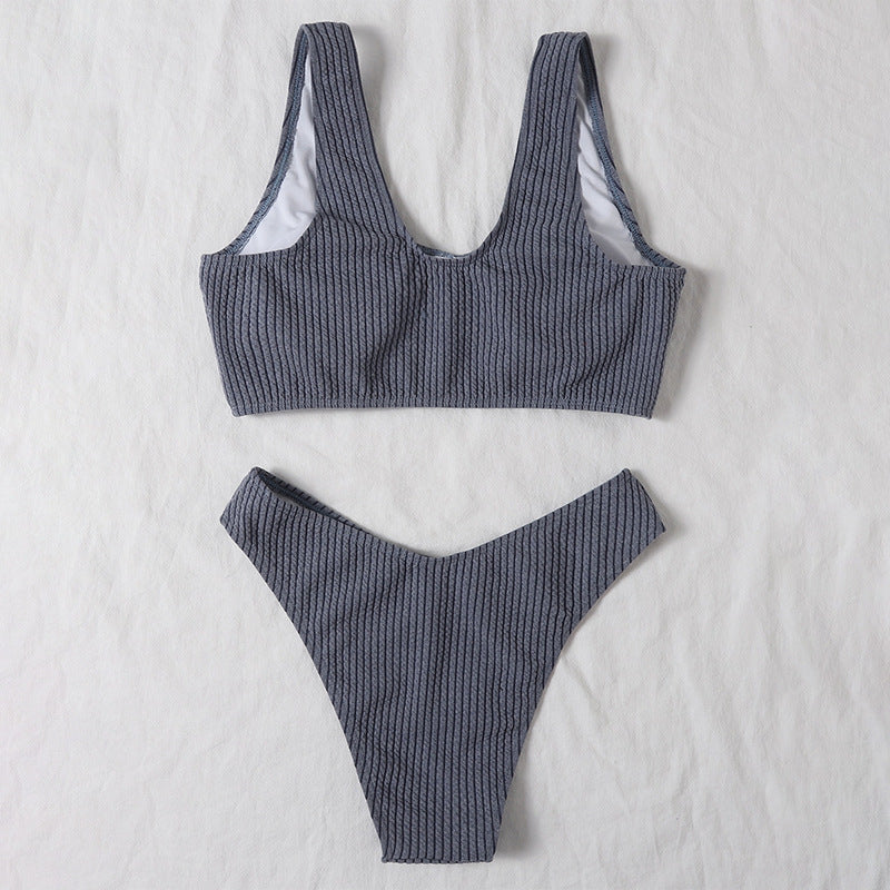 Women’s sports bikini set with textured bustier and high-cut briefs Mune Fashion