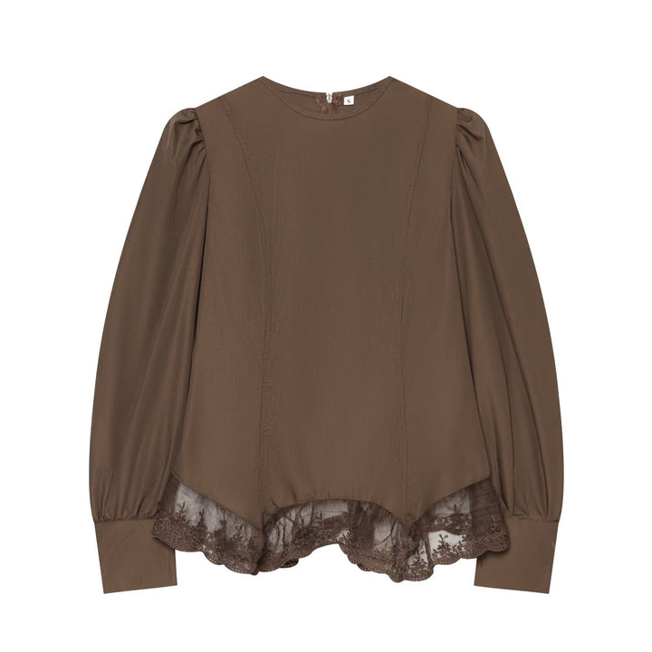 Women's blouse with volume sleeves and lace trim Mune Fashion