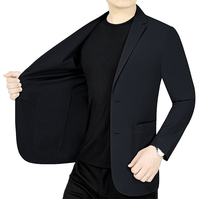 Men's Lightweight Elastic Summer Blazer with Three-Quarter Sleeves and Slim Fit Mune Fashion
