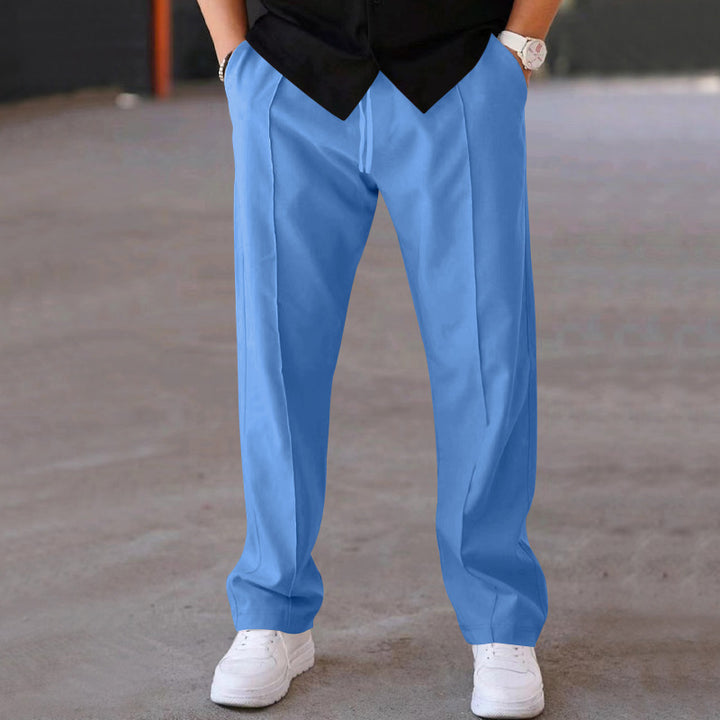 Men's Relaxed-Fit Casual Pants with Pleat, Drawstring and Side Pockets Mune Fashion