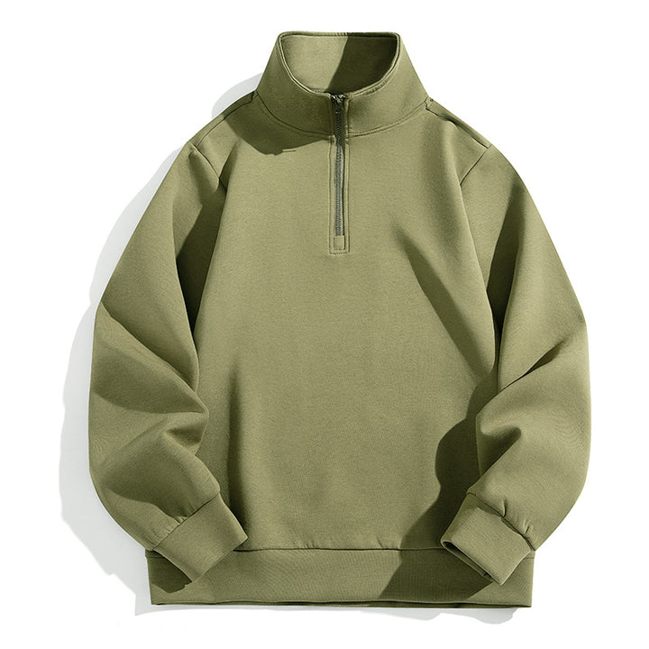Men's Oversized Half-Zip Sweatshirt with High Stand-Up Collar, Heavy French Terry and Minimalist Design Mune Fashion