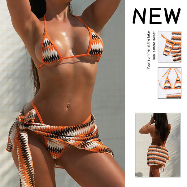 Women's triangle bikini with modern ethnic pattern and adjustable straps Mune Fashion