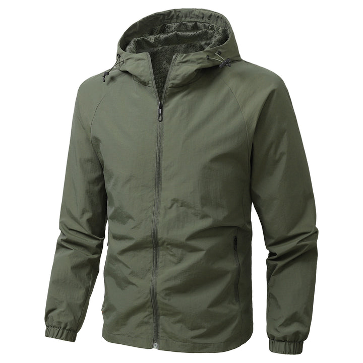 Men's Lightweight Windproof Hooded Outdoor Jacket with Full Zipper and Elastic Cuffs Mune Fashion