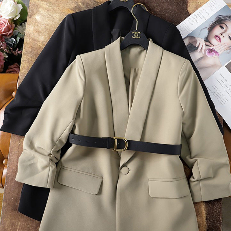 Women Modern Blazer with Waist Belt Mune Fashion
