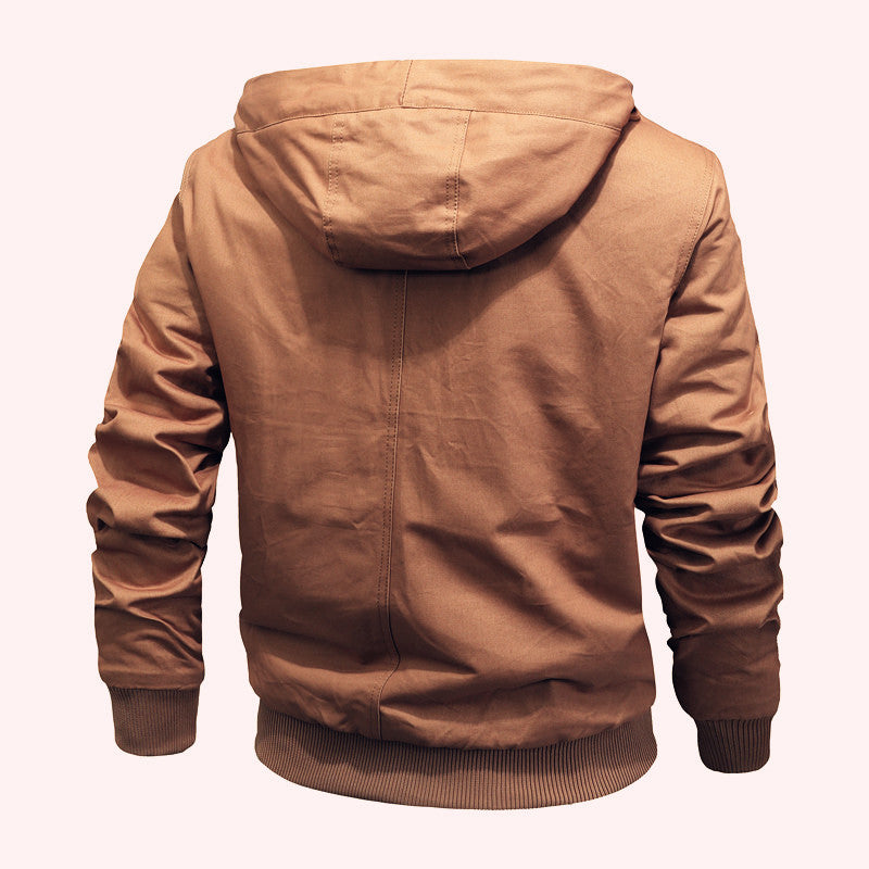 Men's padded hooded canvas jacket with Sherpa fleece lining Mune Fashion