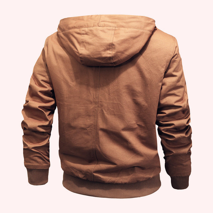 Men's padded hooded canvas jacket with Sherpa fleece lining Mune Fashion
