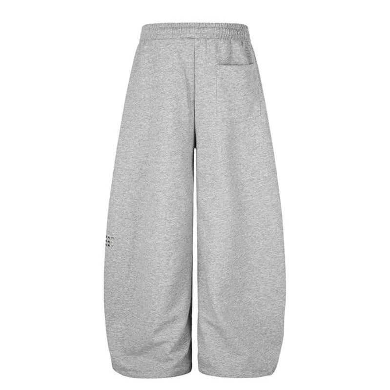 Women's Palazzo Sweatpants in Culotte Style with High Waist, Drawstring, Text Print and Rhinestone Trim Mune Fashion