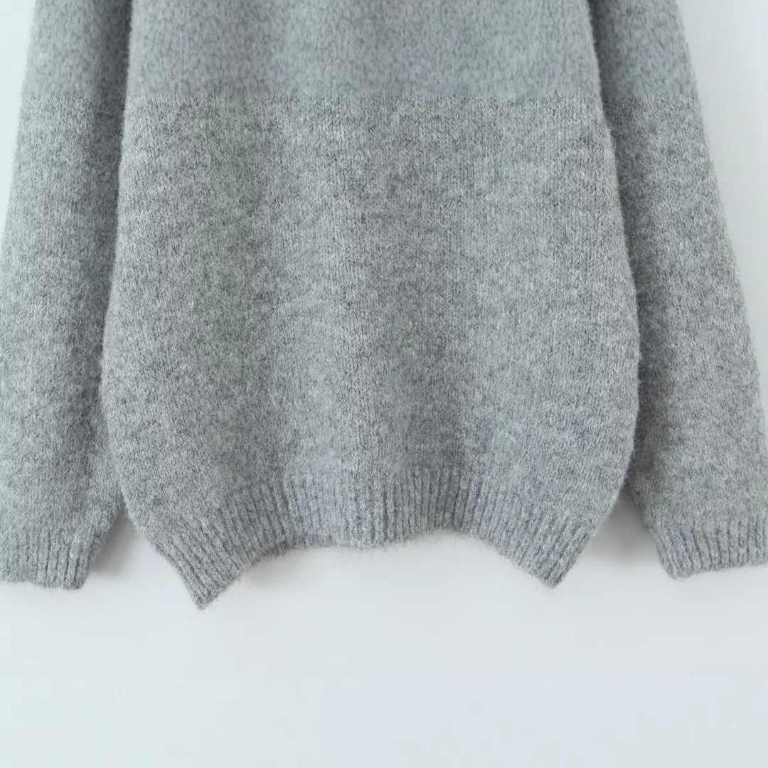 Women Oversize Mohair Look Pullover with Round Neck and Raglan Sleeves Mune Fashion