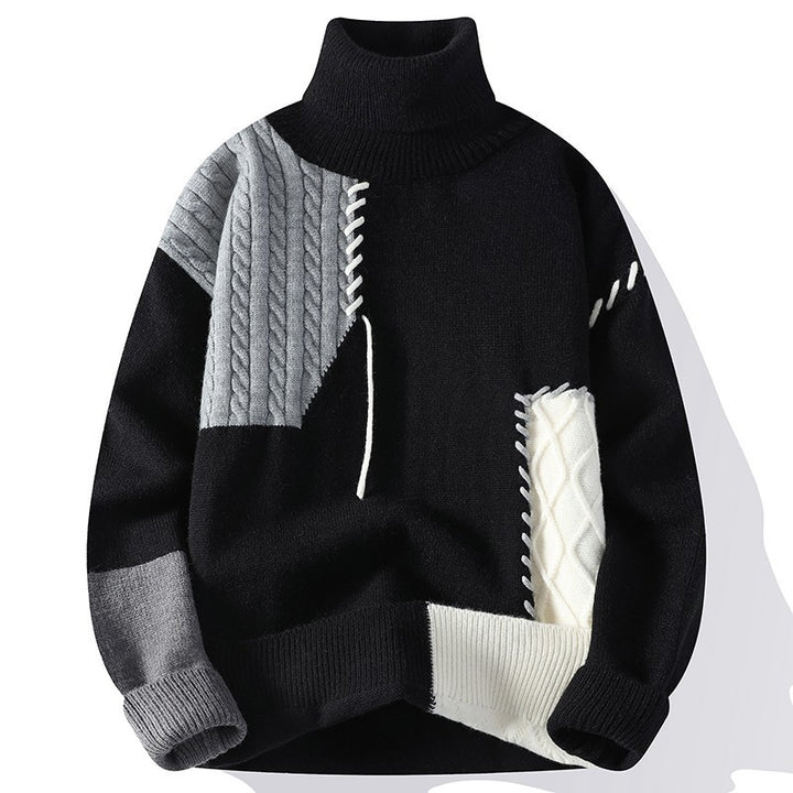 Unisex oversized knit sweater with cable pattern and decorative stitching Mune Fashion