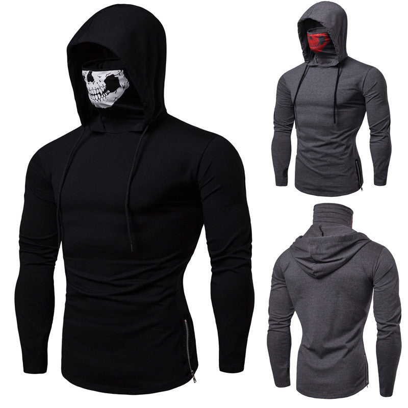 Men's Slim-Fit Hoodie with Integrated Skull Face Mask Mune Fashion