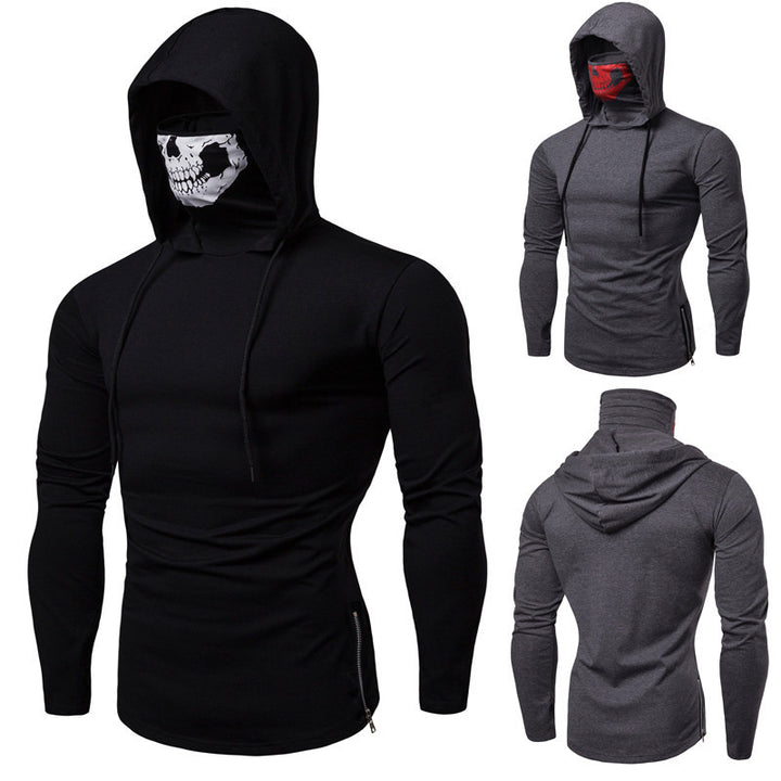 Men's Slim-Fit Hoodie with Integrated Skull Face Mask Mune Fashion