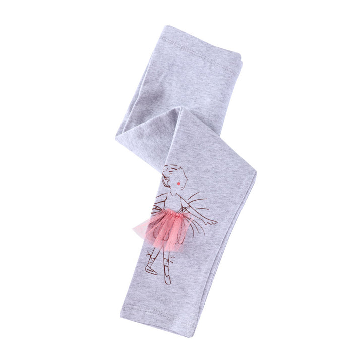 Girls leggings with cute ballet tulle appliqué Mune Fashion