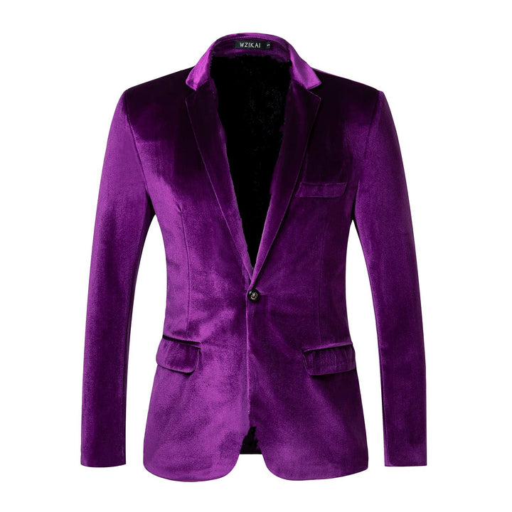 Men's custom tailored velvet blazer Slim Fit with single-breasted button placket and flap pockets Mune Fashion