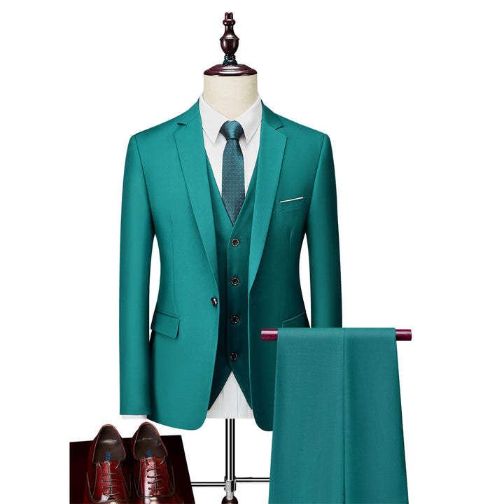 Men's Three-Piece Slim-Fit Business Suit with Vest and Slim Silhouette Mune Fashion