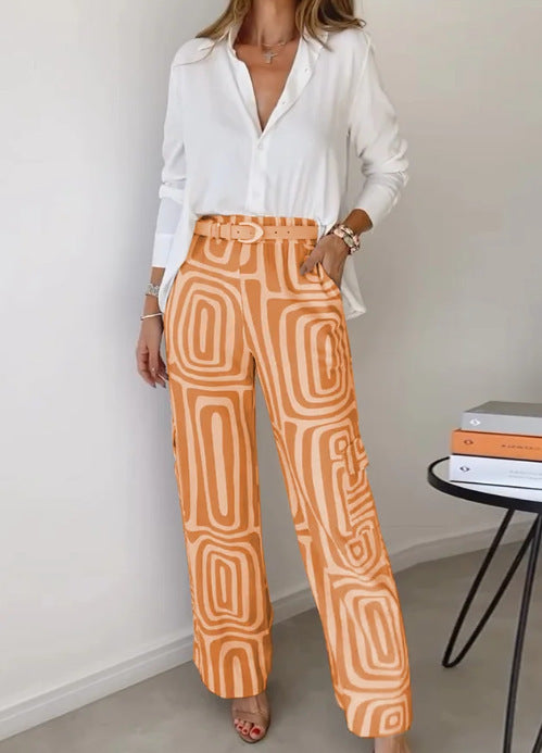 Women wide Palazzo trousers with graphic retro print Mune Fashion
