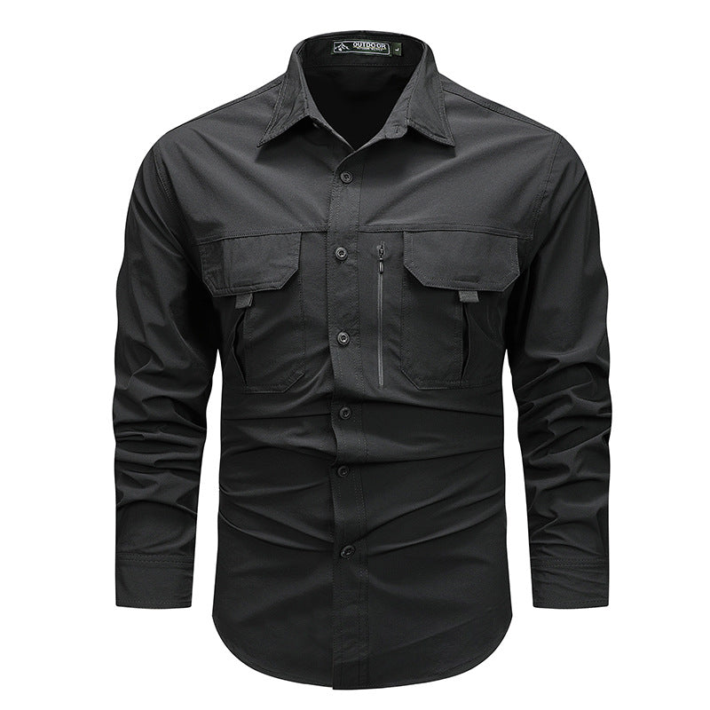 Men's robust trekking shirt with reinforced breast pockets and breathable material Mune Fashion