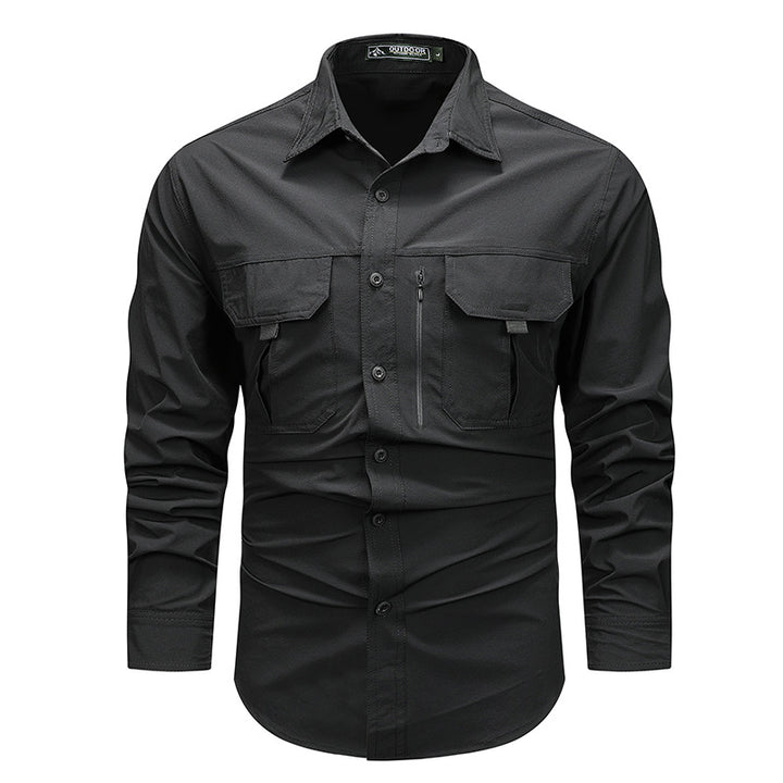 Men's robust trekking shirt with reinforced breast pockets and breathable material Mune Fashion