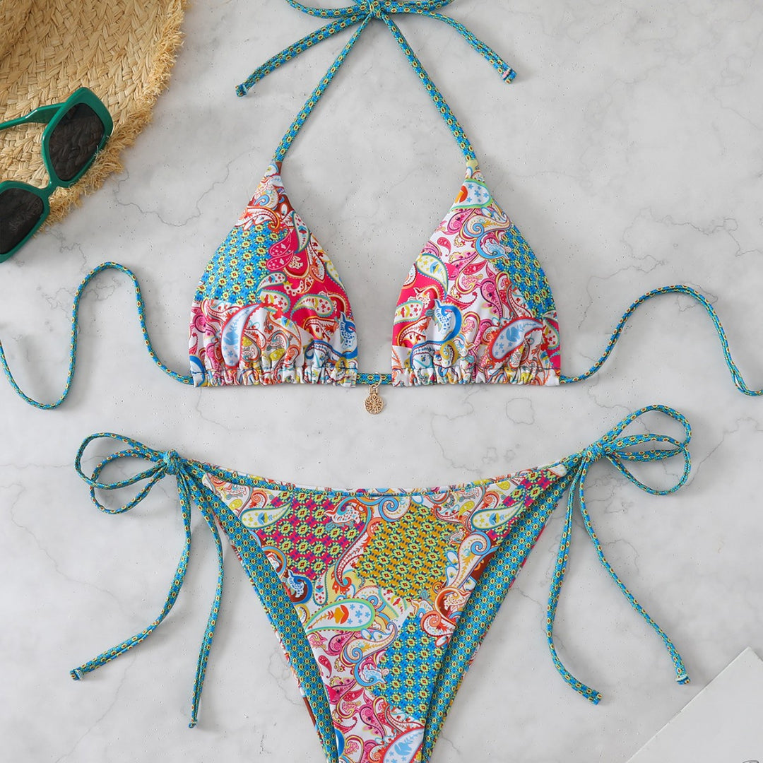 Women's bikini set with adjustable straps and colorful pattern Mune Fashion