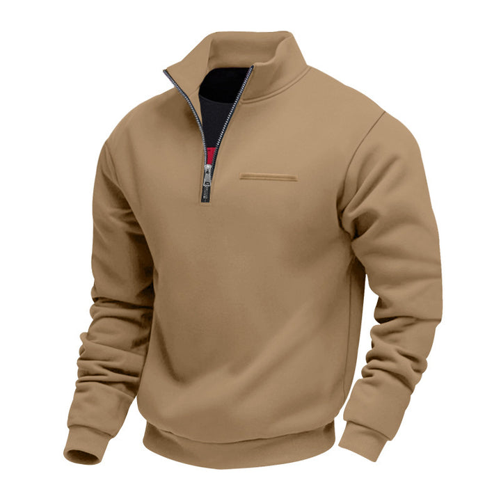 Men's Nan Sweatshirt with Half Zip, Stand Collar and Chest Welt Pocket Mune Fashion
