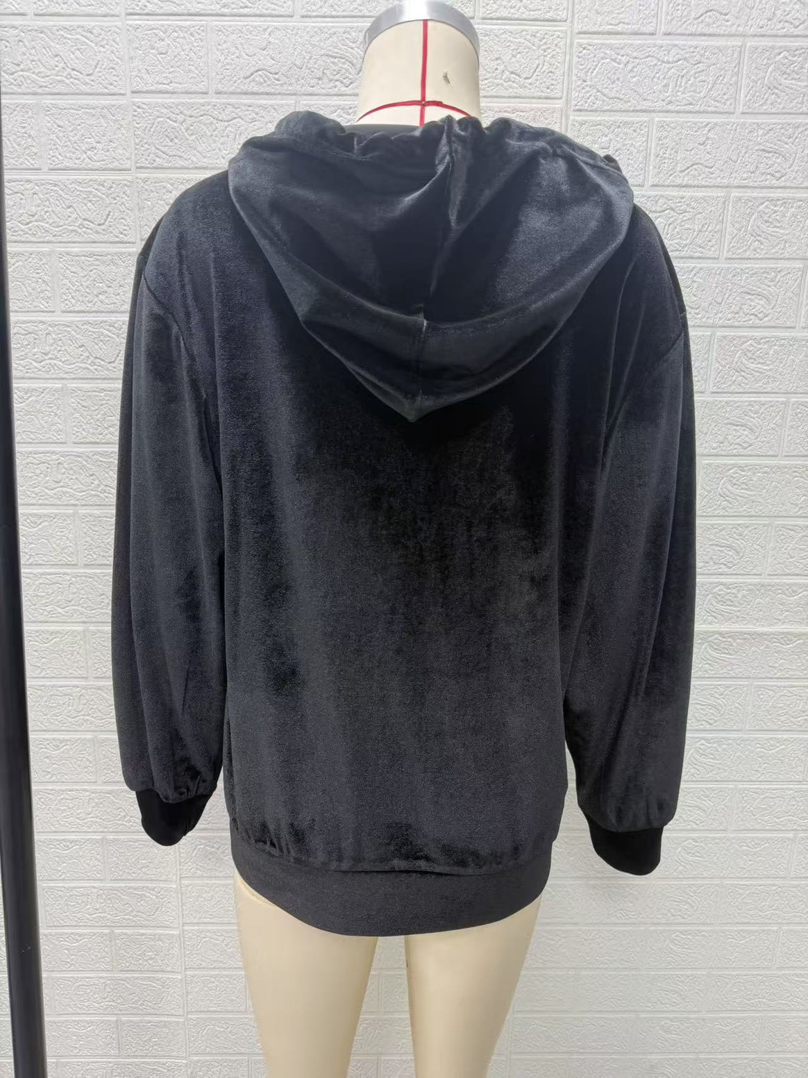 Women's Oversized Velvet Hooded Jacket with Elastic Hem and Wide Sleeves Mune Fashion