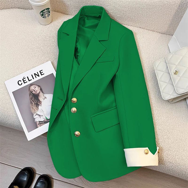 Women's Elegant Blazer with Gold Button Details Mune Fashion