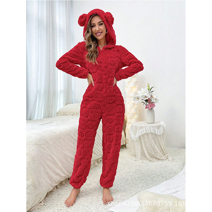 Women's Cozy Fleece Jumpsuit with Hood Mune