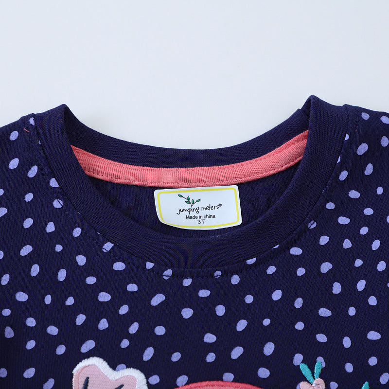 Girl's T-Shirt Dress with Colorful Dinosaur and Flower Design Mune Fashion