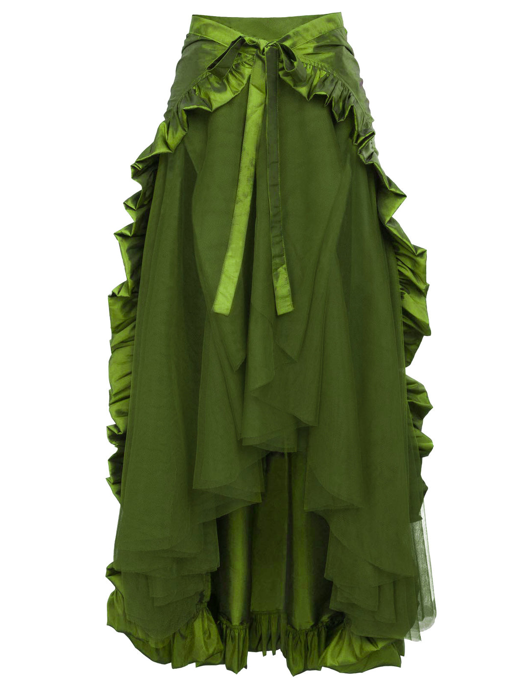 Ladies nan maxi skirt with layered ruffles, asymmetrical flounce and belted tie Mune Fashion