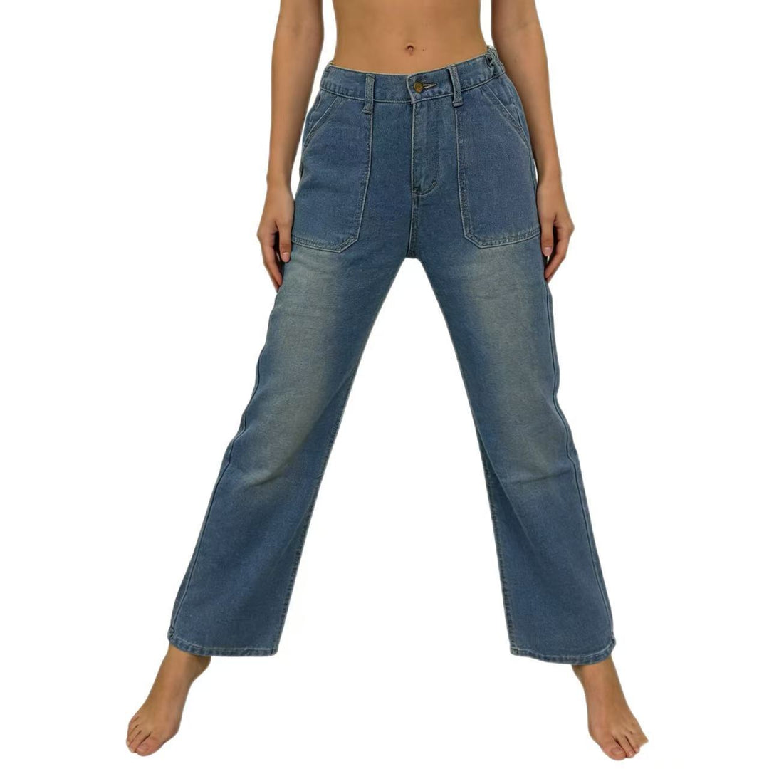 Women high-waisted Relaxed jeans with straight leg and patch front pockets Mune Fashion