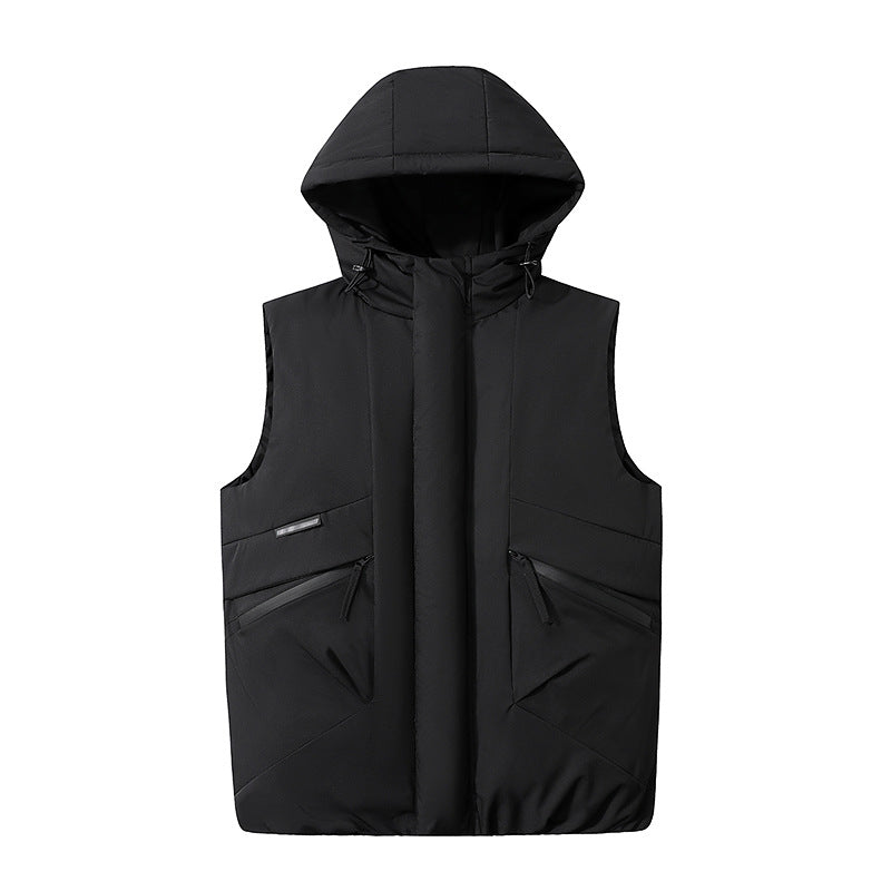 Men's Padded Hooded Quilted Vest in Technical Urban Look with Concealed Zipper & Utility Pockets Mune Fashion