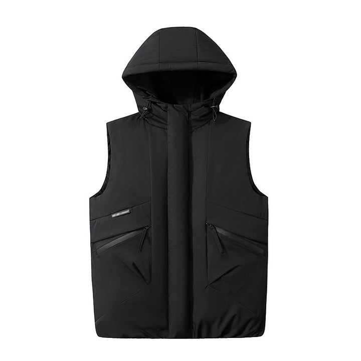 Men's Padded Hooded Quilted Vest in Technical Urban Look with Concealed Zipper & Utility Pockets Mune Fashion