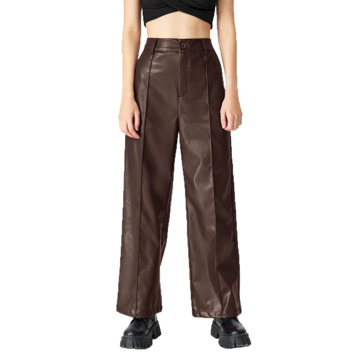 Women's Elegant Faux Leather Pants Mune Fashion