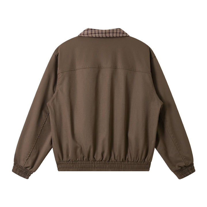 Men's Oversize Blouson Jacket with Check Collar and Flap Pockets Mune Fashion