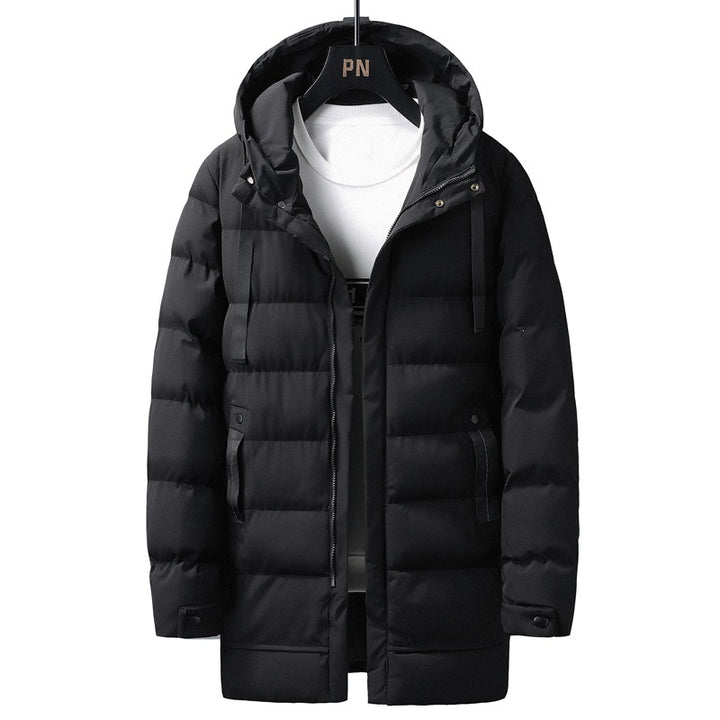 Men's Long Quilted Thermal Parka with Hood, Zipper & Utility Pockets Mune Fashion