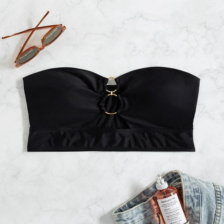 Women's bandeau bikini top with elegant gold accents Mune Fashion