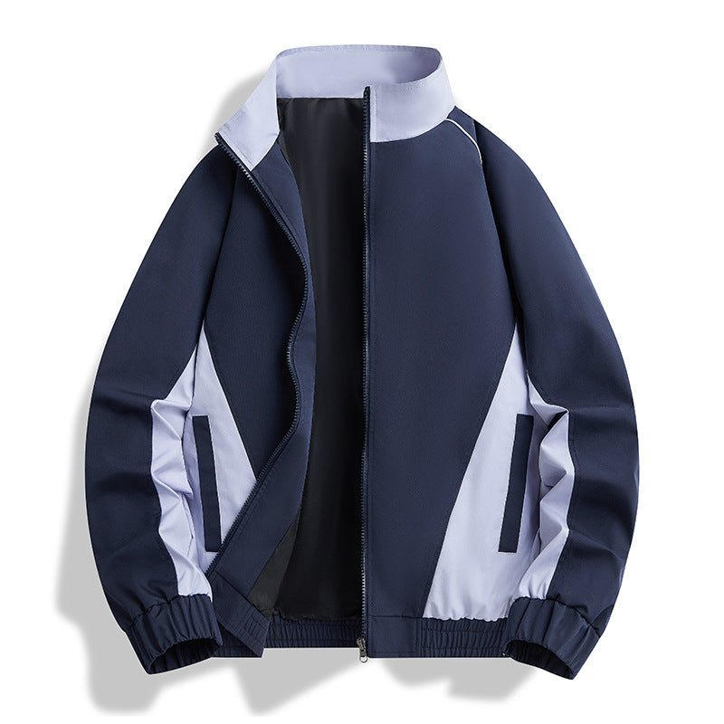 Men's Lightweight Athletic Softshell Training Jacket with Contrast Panels, Stand Collar & Elastic Hem Mune Fashion