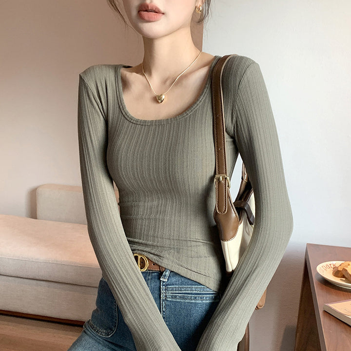 Women's Long Sleeve Ribbed Shirt Mune Fashion