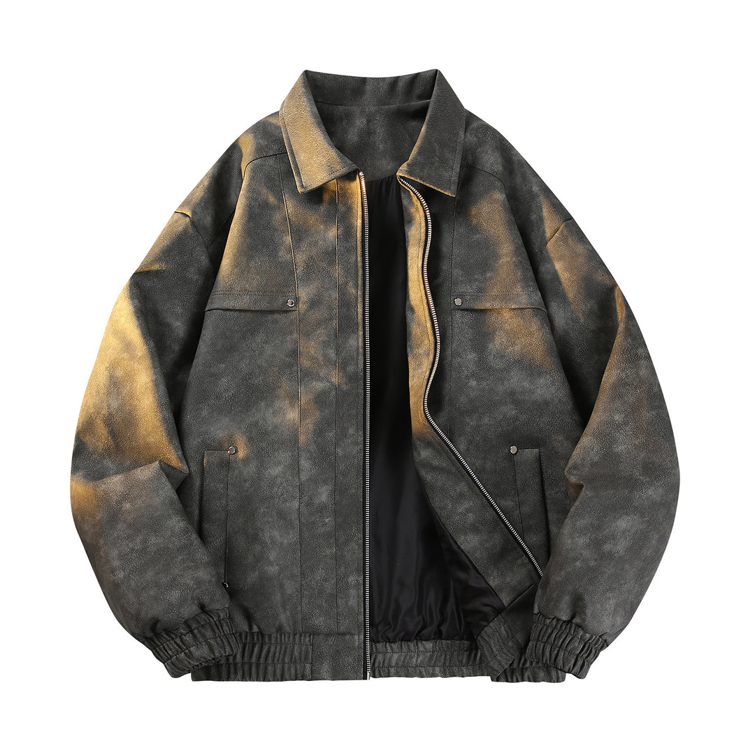 Men's vintage-inspired velour-look transitional jacket with two-way zipper, elastic hem & flap pockets Mune Fashion
