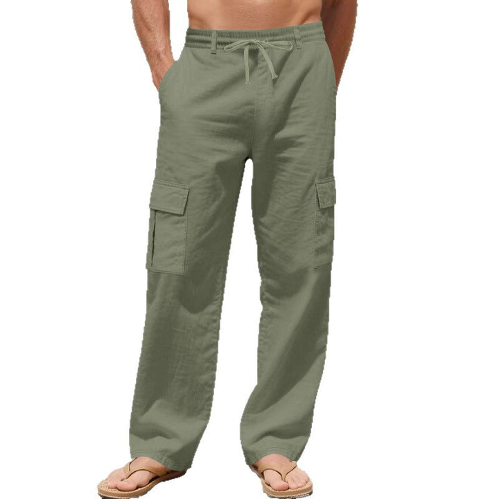 Men's Relaxed-Fit Cargo Beach Pants with Elastic Waistband and Applied Flap Pockets Mune Fashion