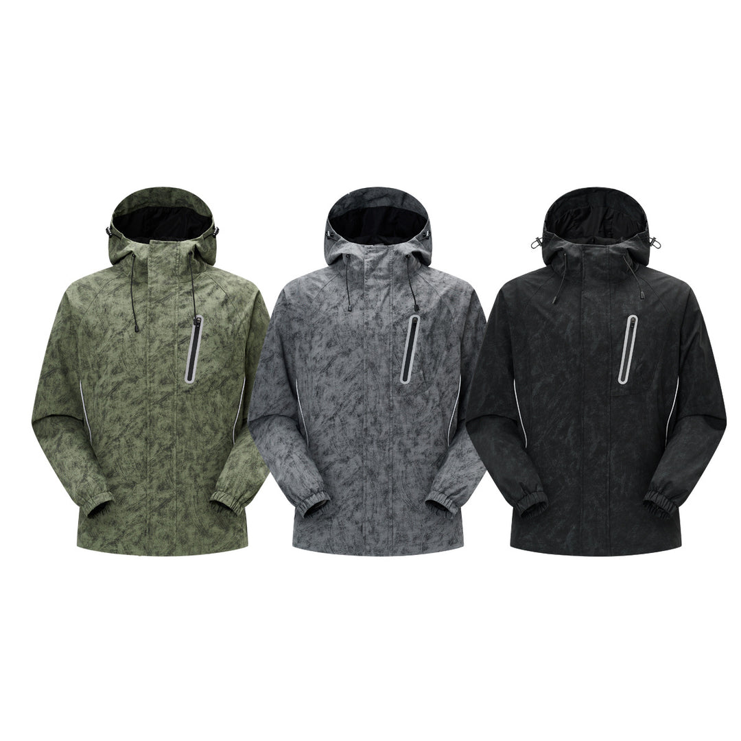 Men's technical rain jacket with hood, waterproof material and chest zipper Mune Fashion