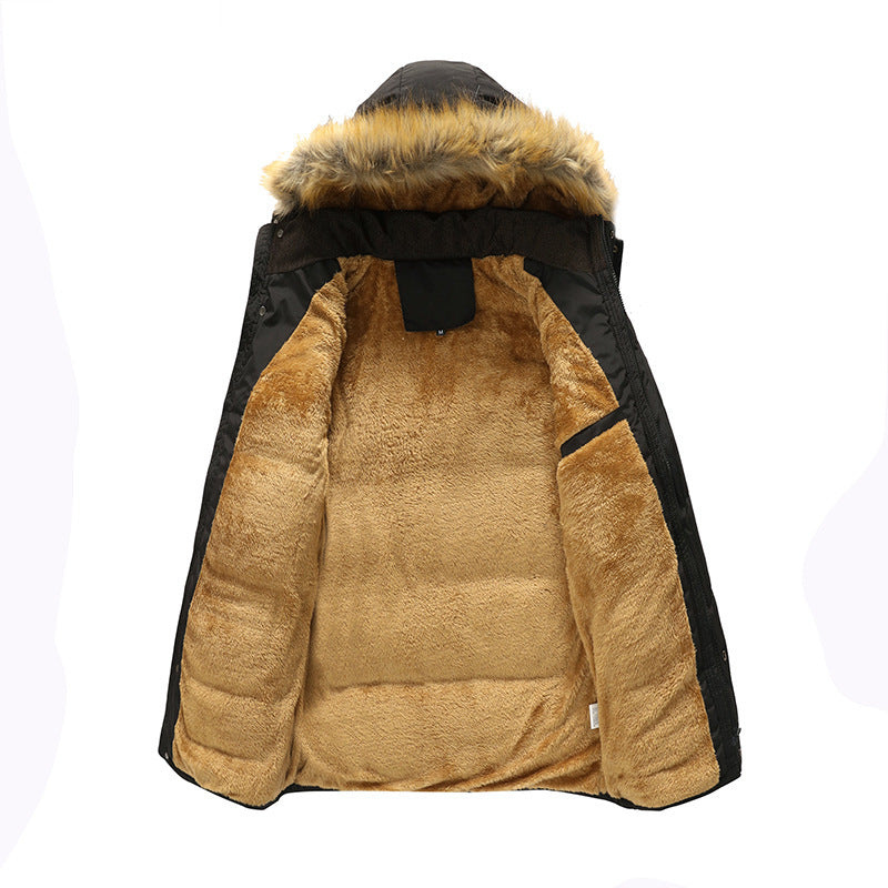 Men's padded parka with removable faux fur trim, teddy lining and wind protection Mune Fashion