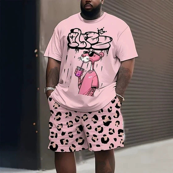 Men's casual leisure two-piece set with large smiley sunglasses print Mune Fashion