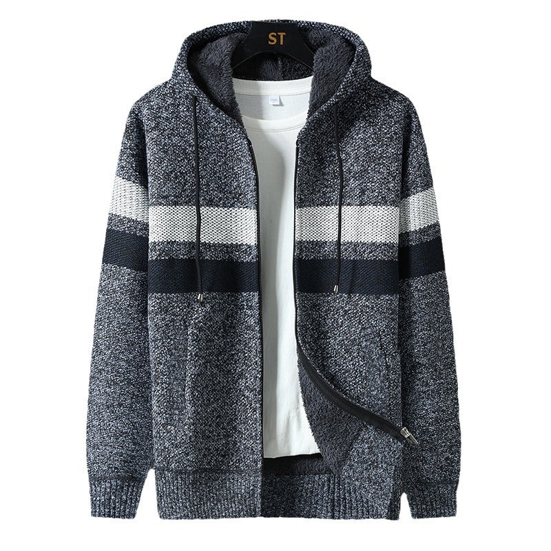 Men's padded knit hooded jacket with full zip and teddy lining Mune Fashion