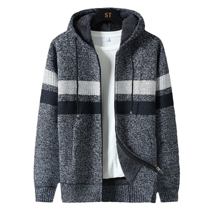 Men's padded knit hooded jacket with full zip and teddy lining Mune Fashion