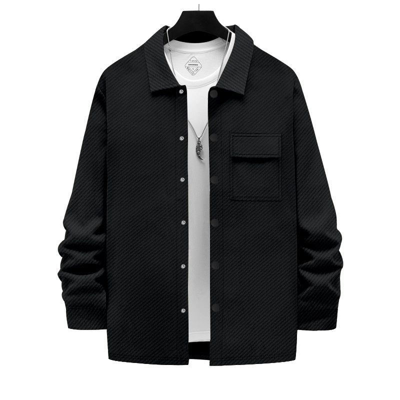 Men's nano structured overshirt jacket with Kent collar snap button placket and patch breast pocket Mune Fashion